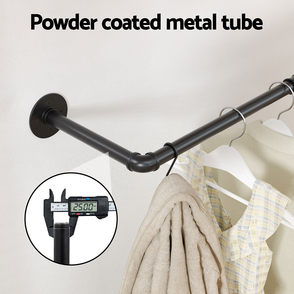 Artiss Wall-Mounted Clothes Rack Airer Metal Black