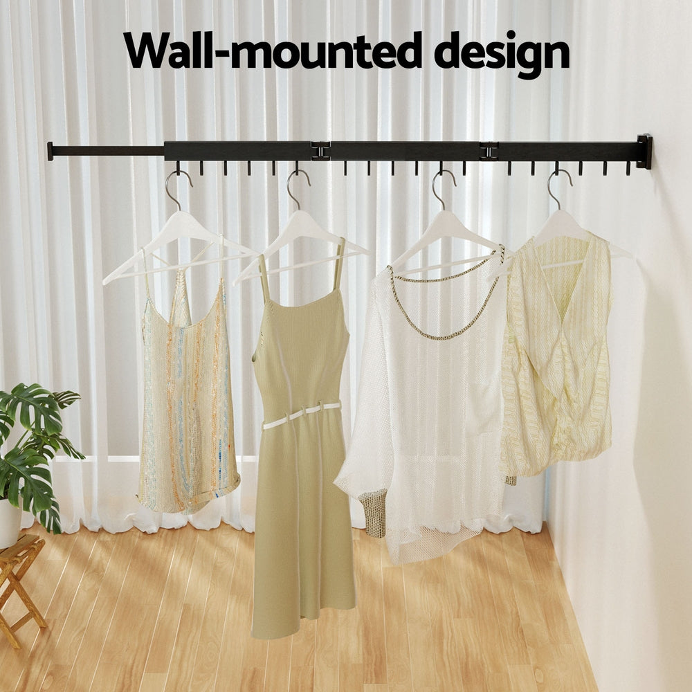 Tri-Fold Wall-Mounted Clothes Drying Rack Black