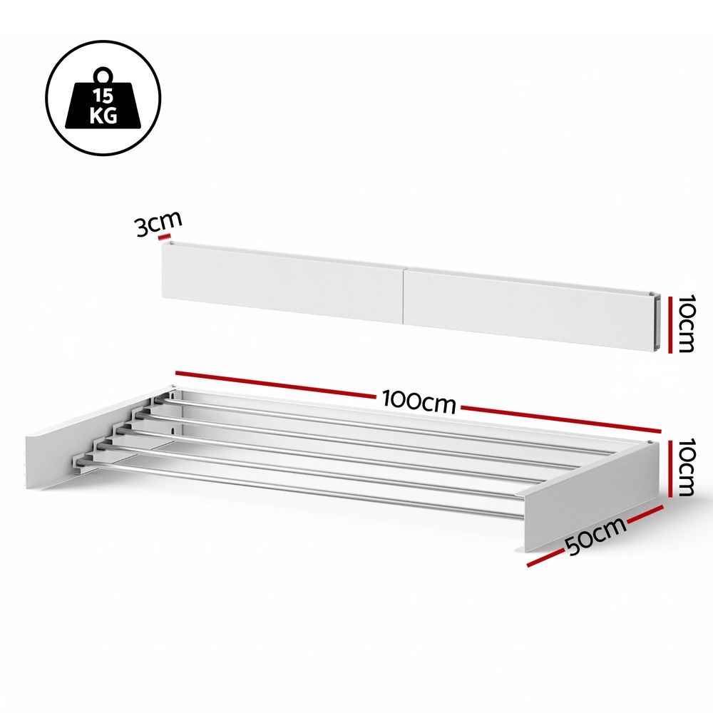 Artiss Set of 2 Clothes Rack Wall Mounted Airer Foldable White
