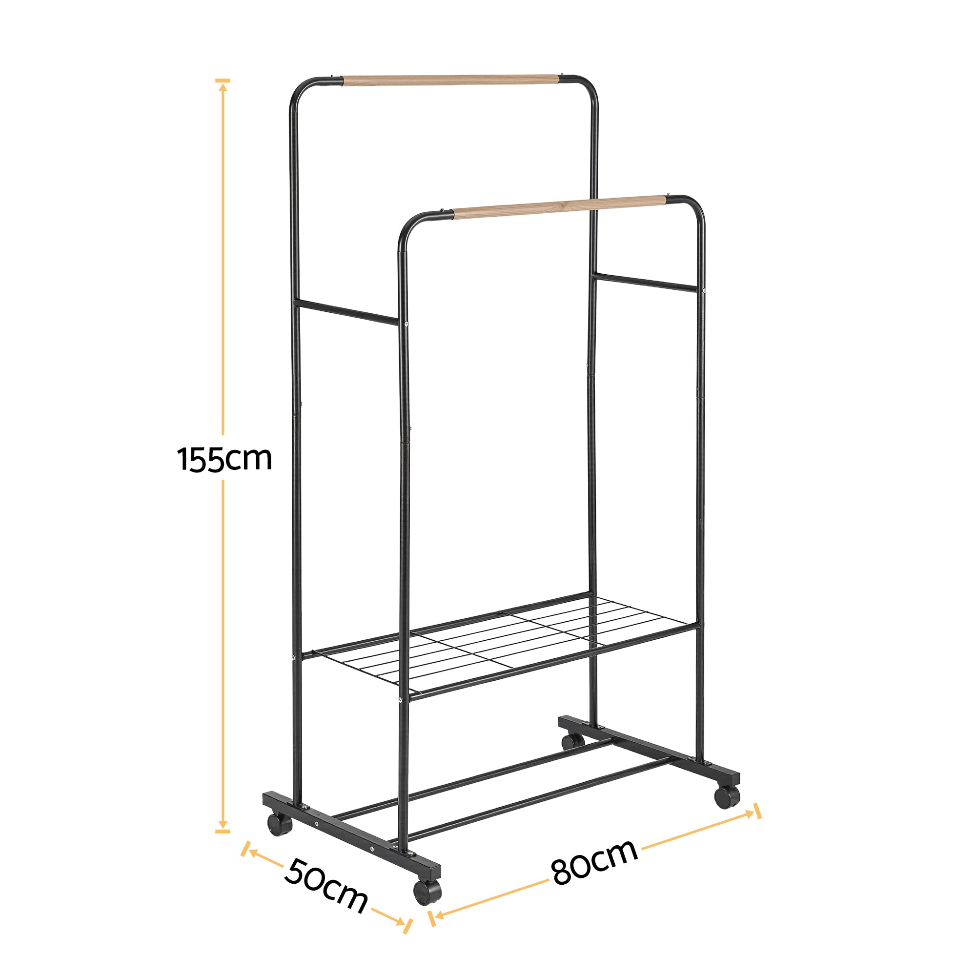 Artiss Clothes Rack Double Rod Airer Rail Coat Stand Hanger Storage Shelf