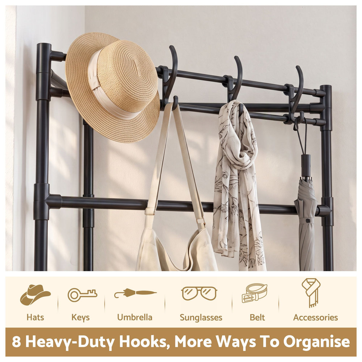 Artiss Corner Coat Rack 181cm Freestanding Garment Organiser Black