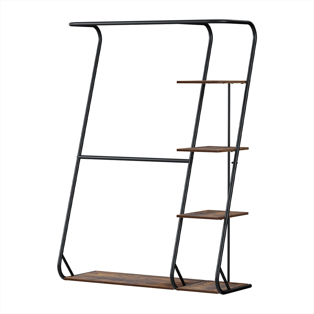Artiss 4-Tier Clothes Rack Wardrobe Airer Walnut Black