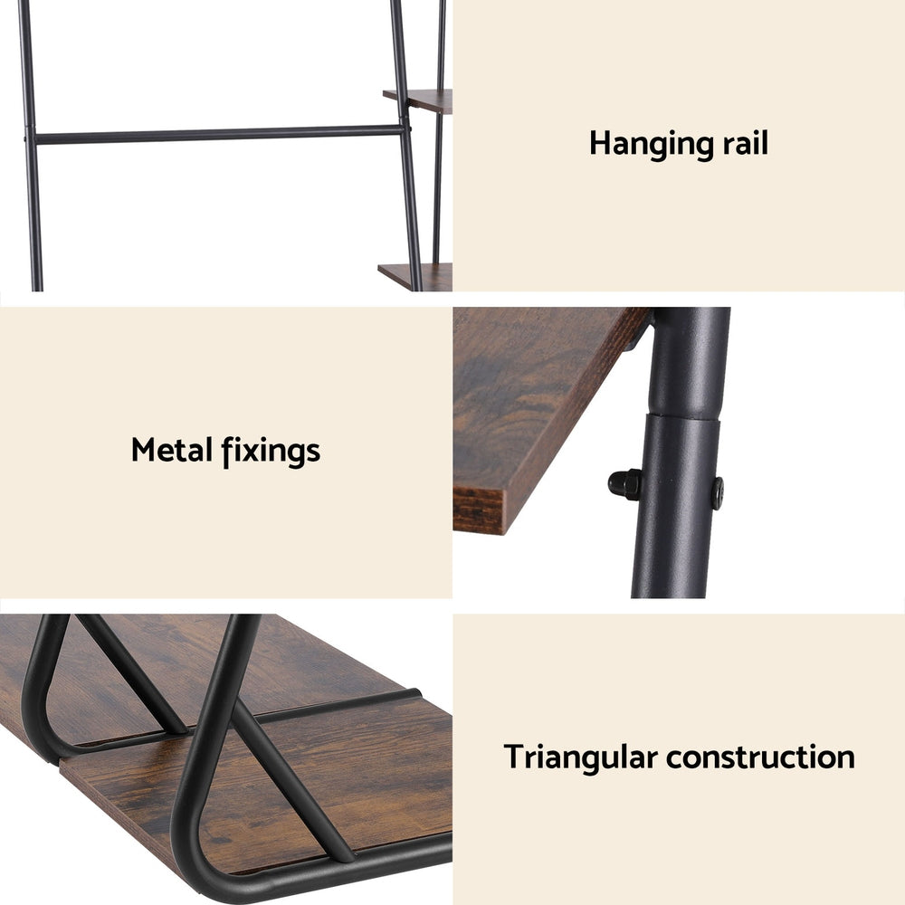 Artiss 4-Tier Clothes Rack Wardrobe Airer Walnut Black