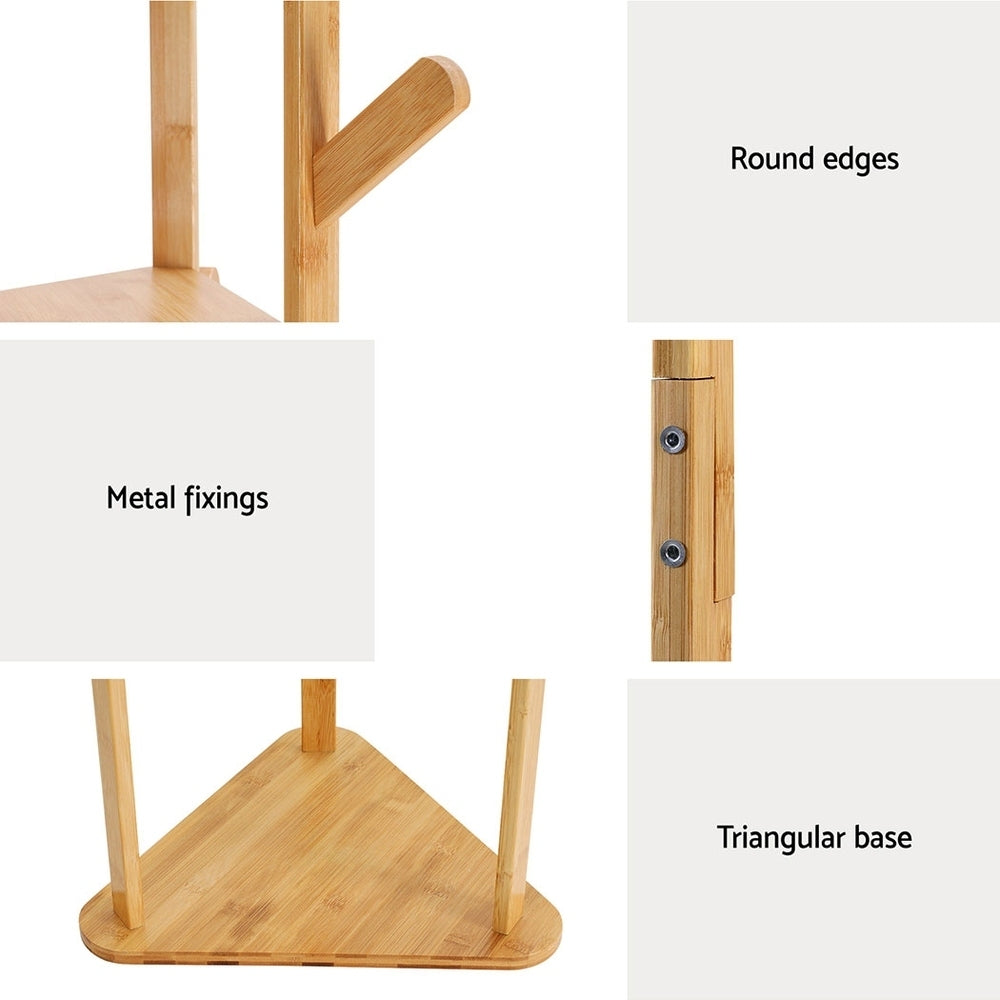 Artiss Bamboo Coat Stand 9 Hooks Airer Rack Pine