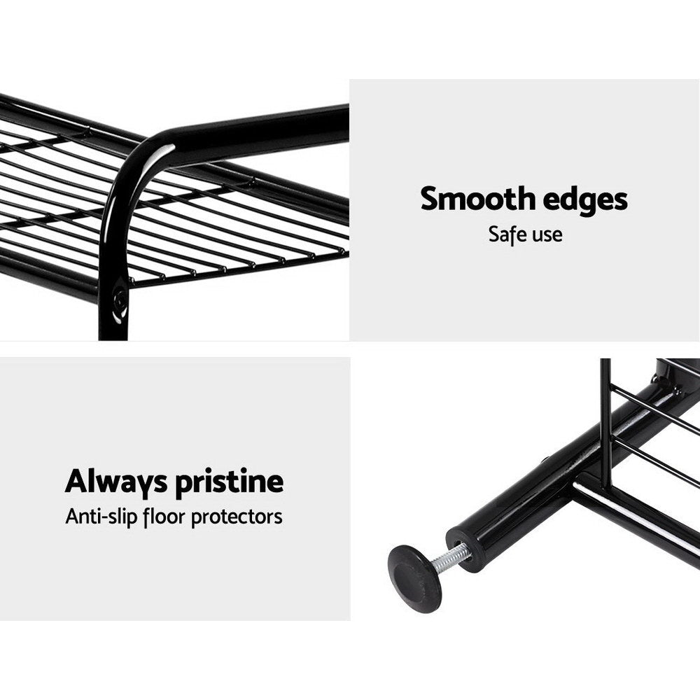 Artiss 179cm Clothes Rack Coat Stand Black Metal Shelving