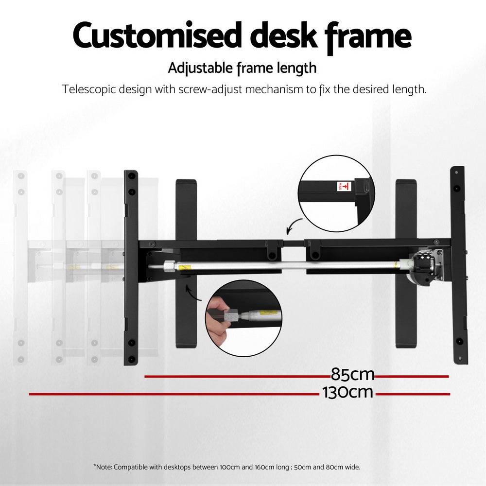 Artiss Electric Desk Frame Height Adjustable 70KG Load Black