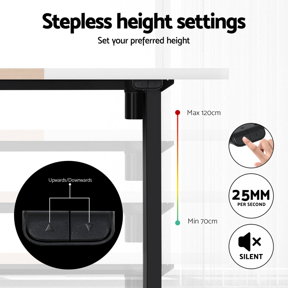 Artiss 140cm Motorised Standing Desk Dual-Motor Adjustable Black Frame