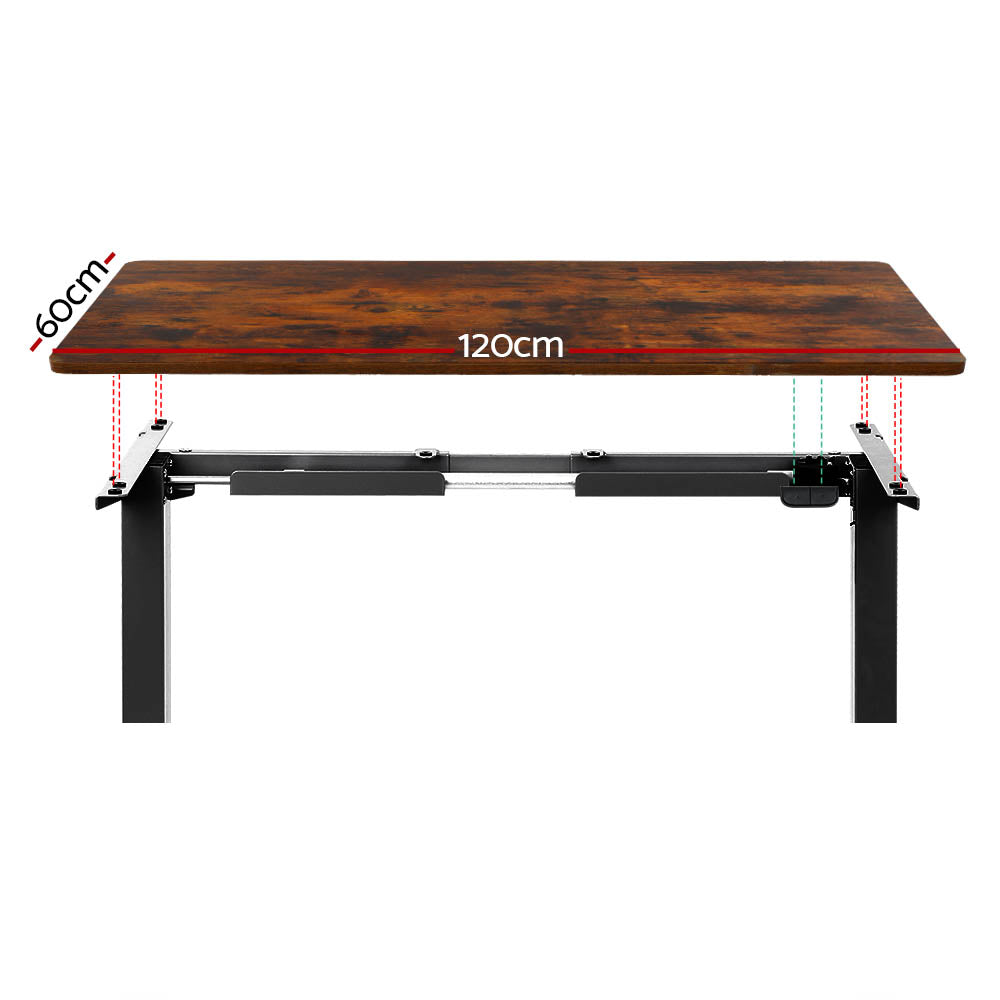 Artiss 120CM Motorised Standing Desk Rustic Brown