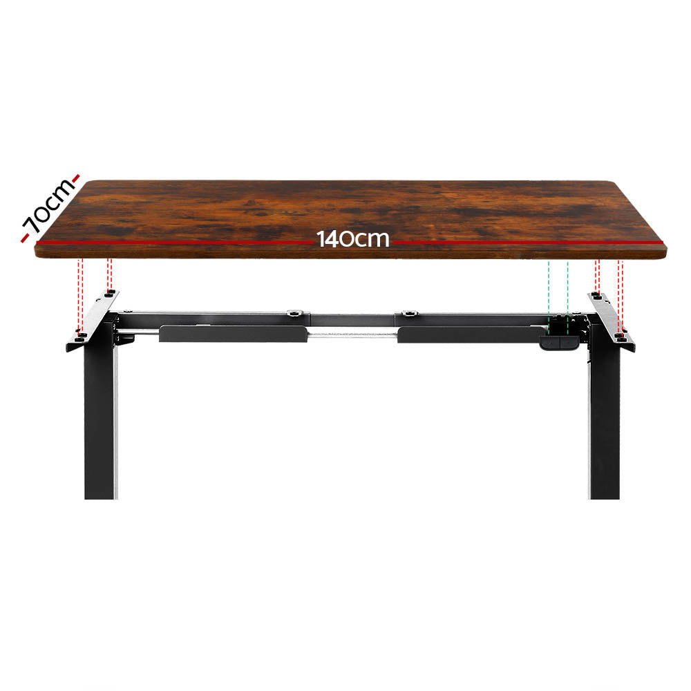 Artiss 140cm Motorised Standing Desk Rustic Brown
