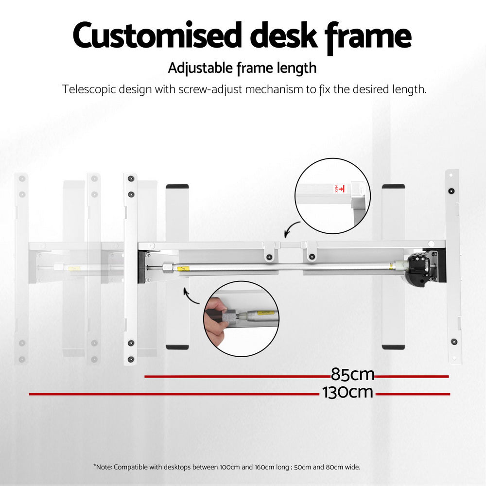 Artiss Motorised Desk Frame Height Adjustable 70KG Load White