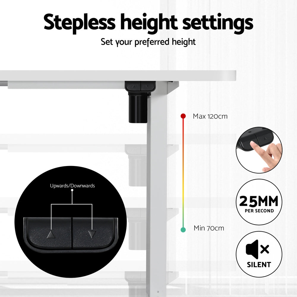 Artiss 120CM Electric Standing Desk with Storage Shelf White