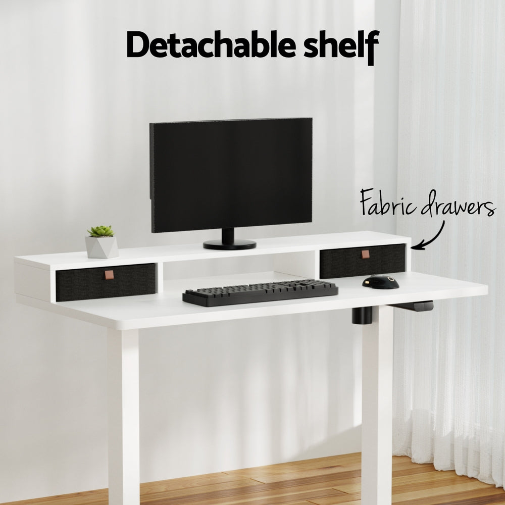 Artiss 120CM Electric Standing Desk with Storage Shelf White