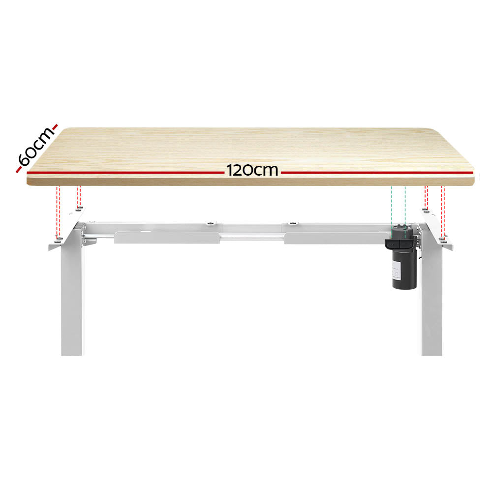Artiss 120CM Motorised Standing Desk White Oak