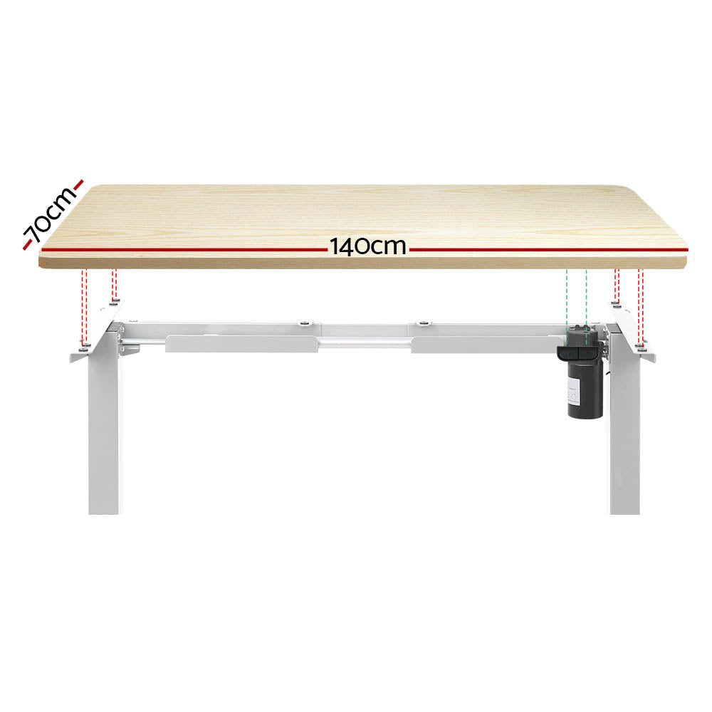 Artiss 140CM Motorised Standing Desk White Oak