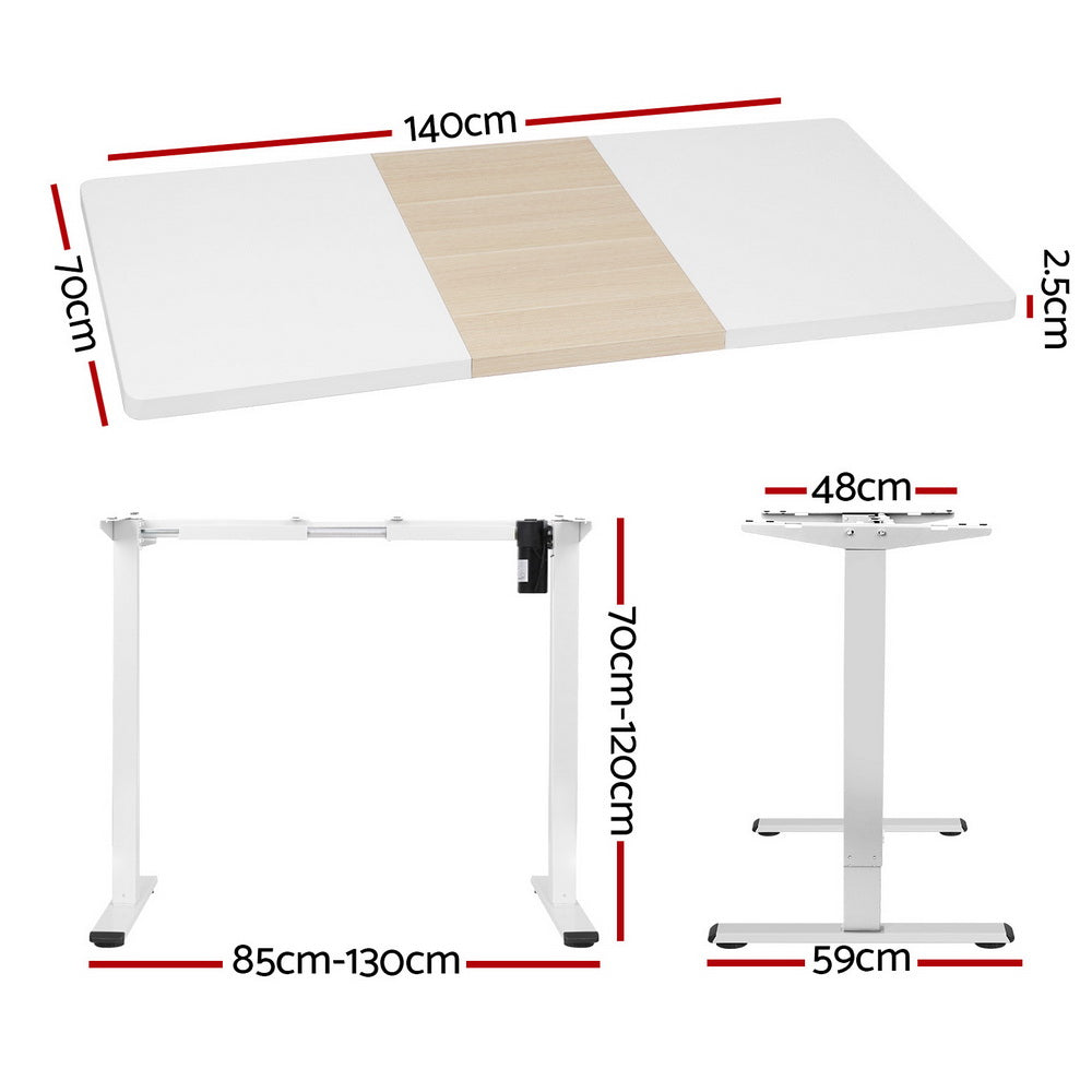 Artiss 140CM Electric Standing Desk Dual-Motor Adjustable White
