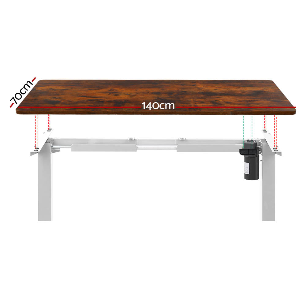 Artiss 140cm Motorised Standing Desk Rustic Brown