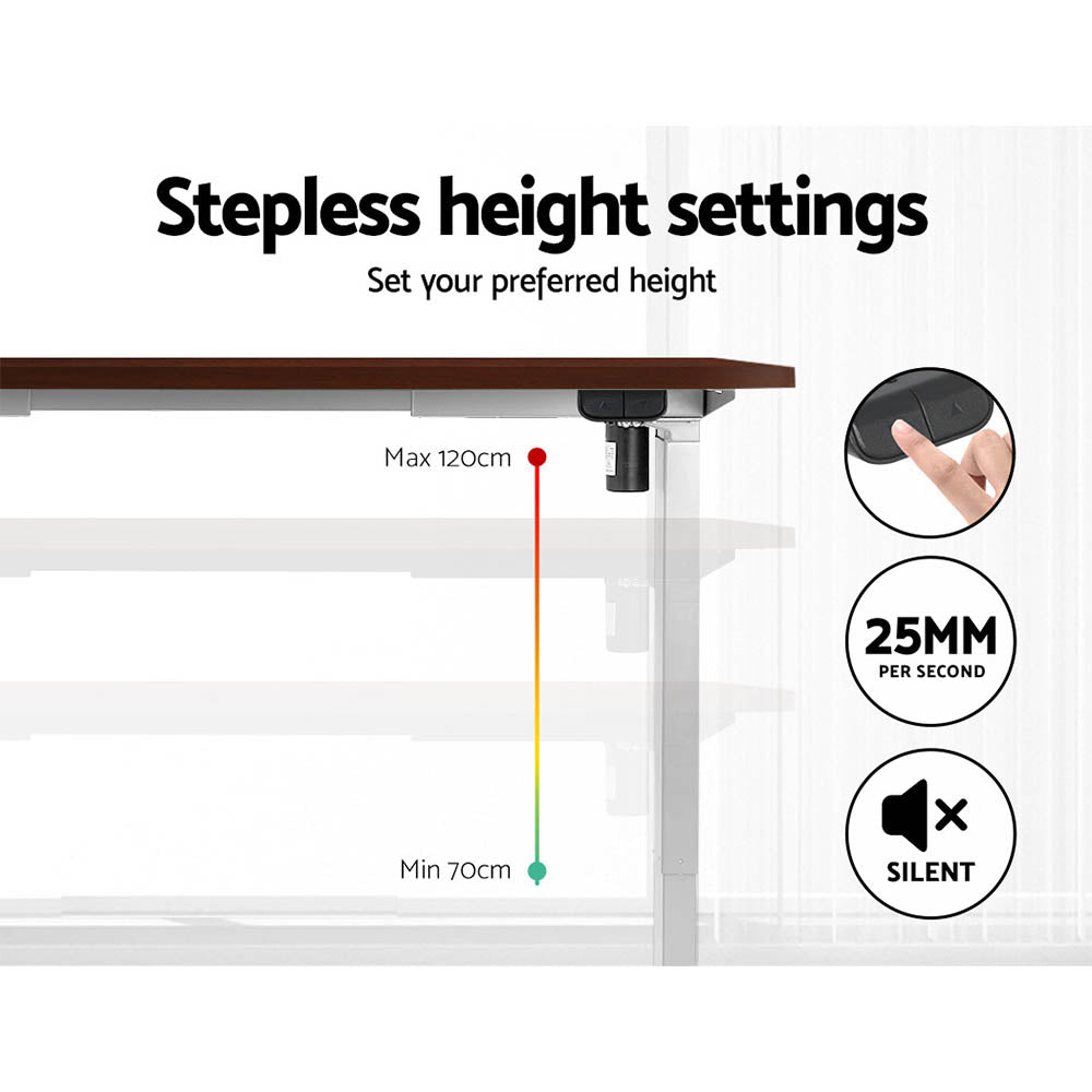 Artiss 120CM Motorised Sit-Stand Desk Walnut