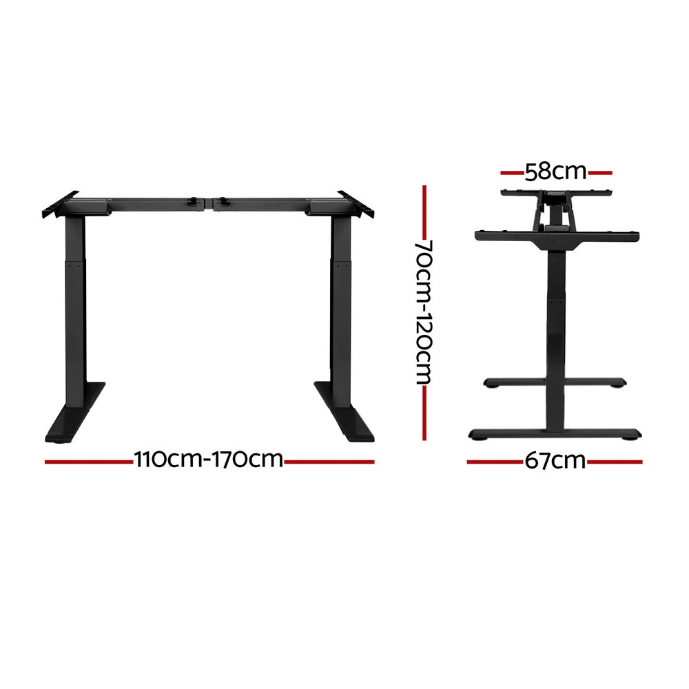Dual Motor Black Standing Desk Frame Motorised Adjustable