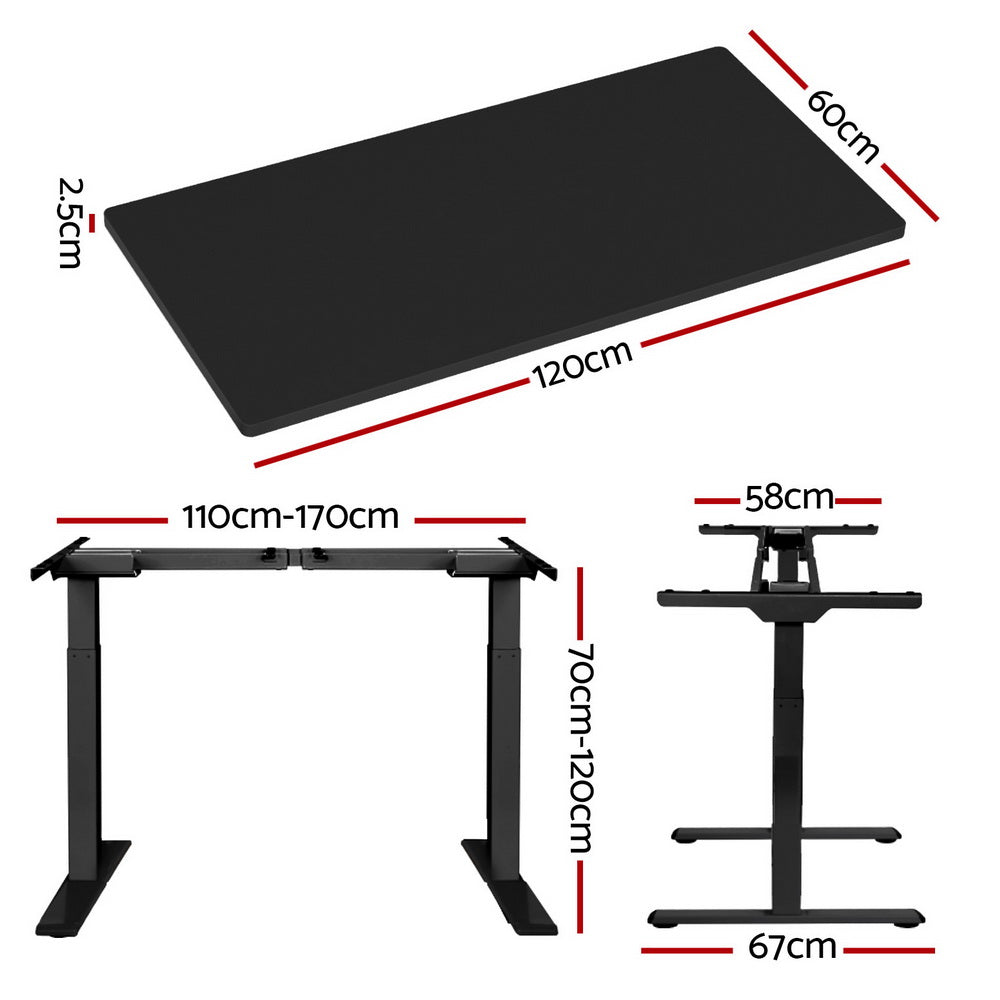 Artiss 120CM Motorised Standing Desk Dual Motor Black