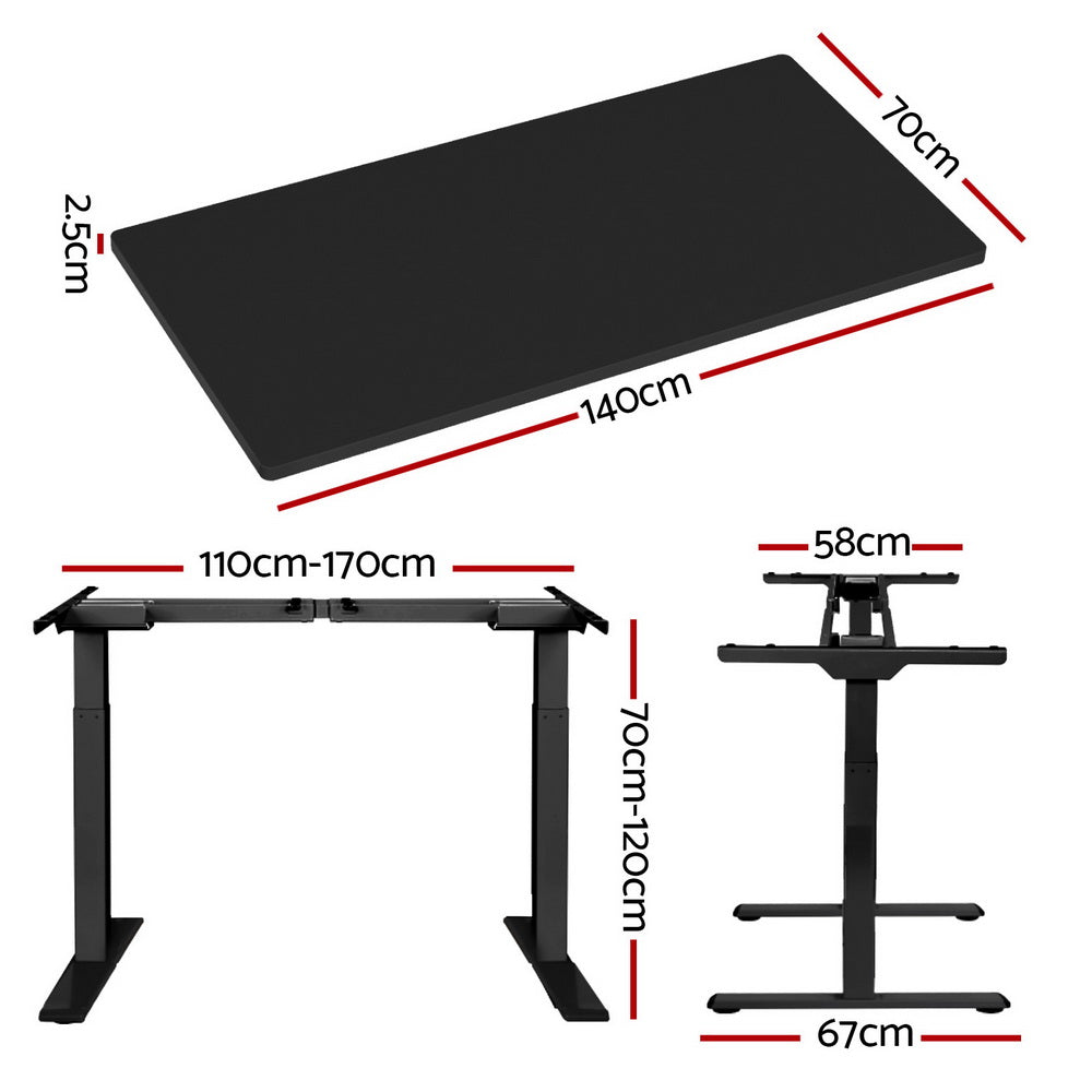 Artiss 140CM Motorised Standing Desk Dual Motor Black