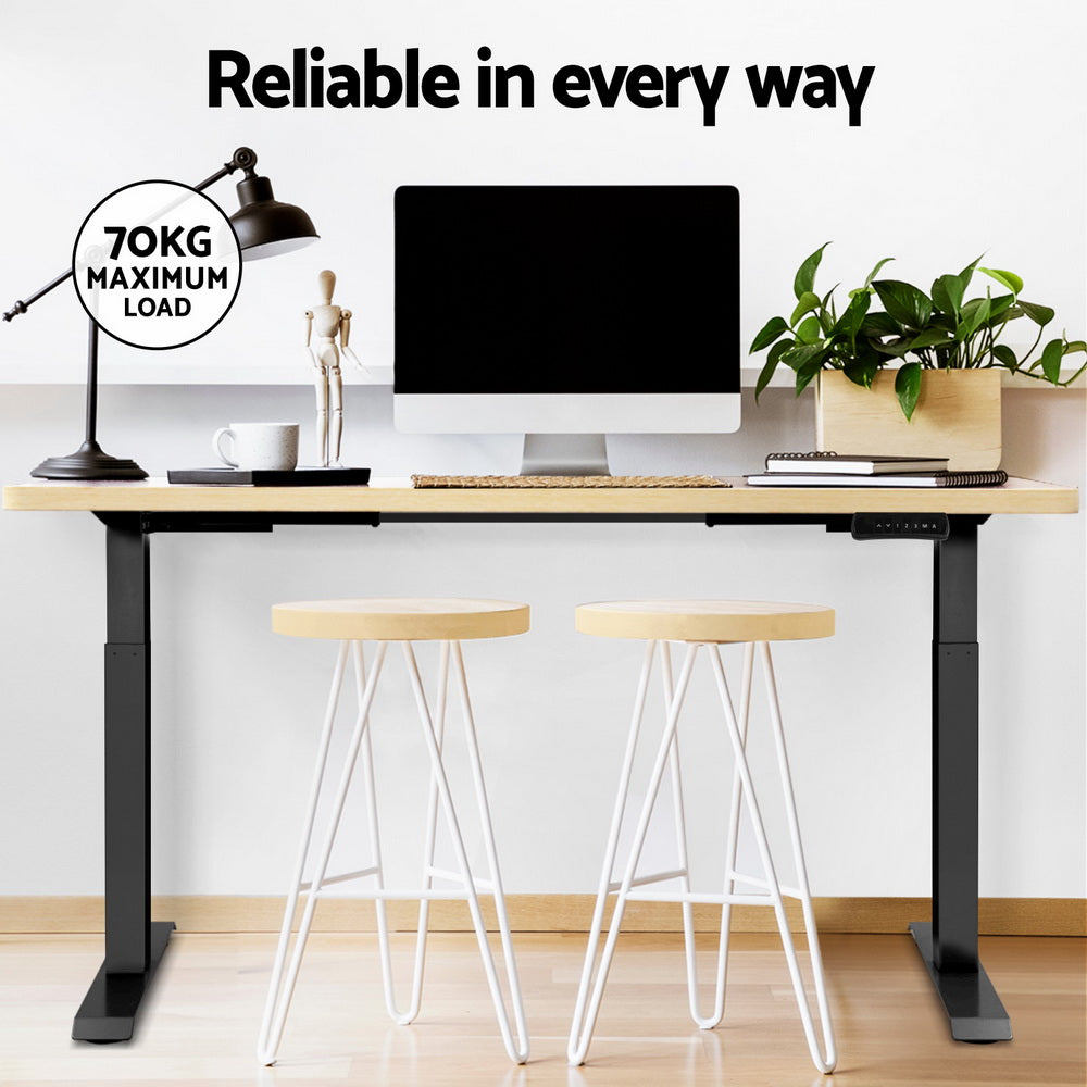 Artiss 140cm Motorised Standing Desk Dual Motor White Oak