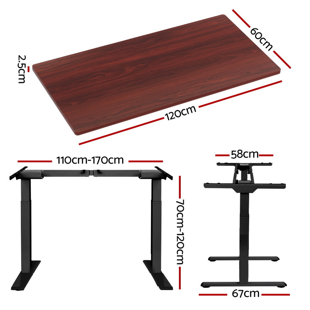 Artiss 120cm Motorised Standing Desk Dual Motor Walnut