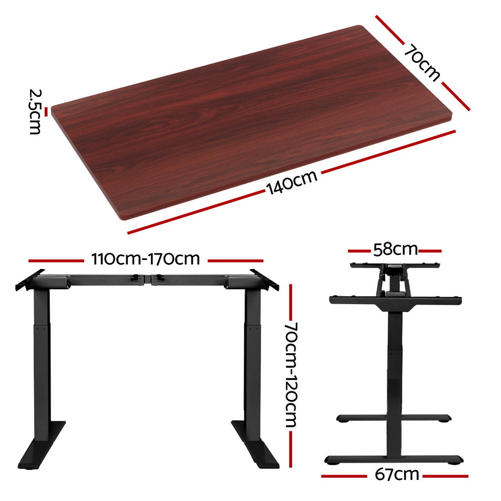 Artiss 140CM Motorised Standing Desk Dual Motor Walnut