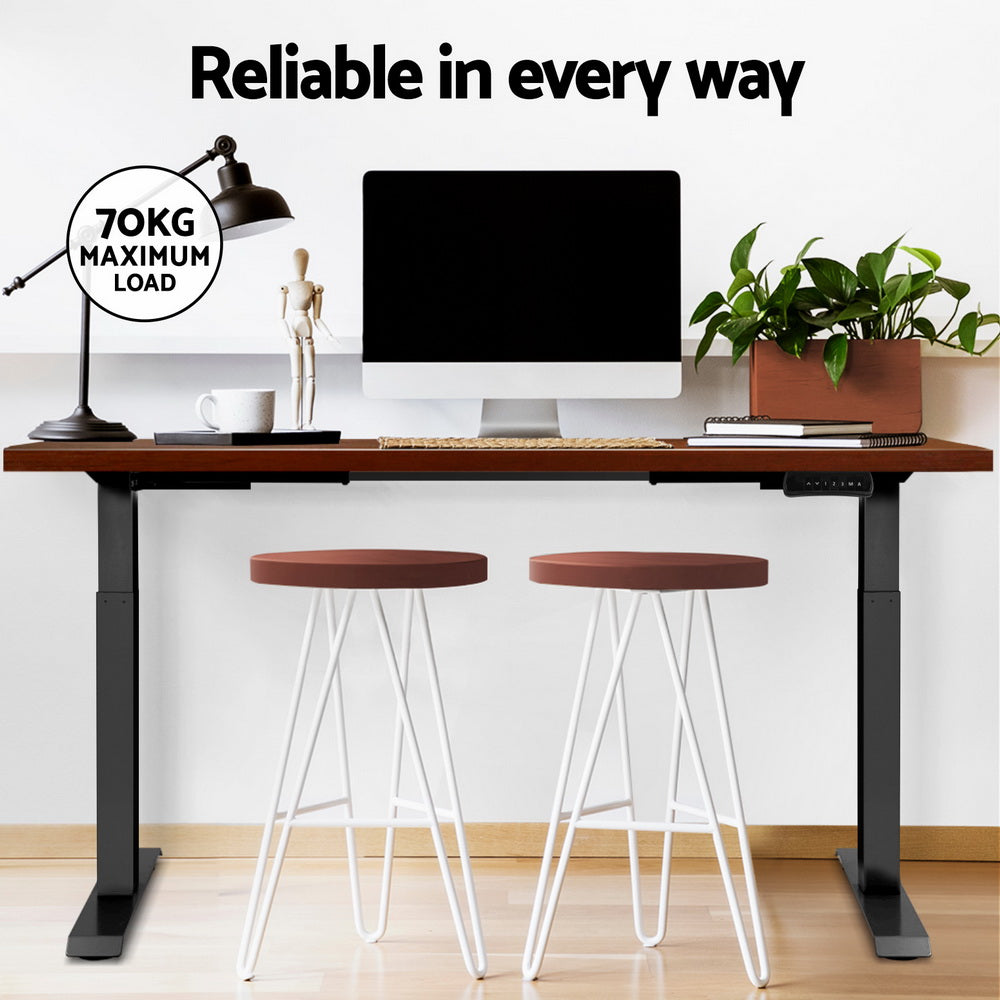 Artiss 140CM Motorised Standing Desk Dual Motor Walnut