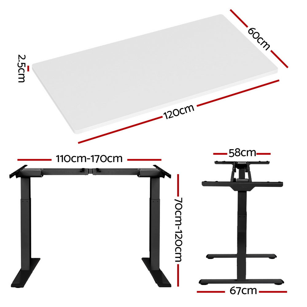 Artiss 120CM Motorised Standing Desk Dual Motor White