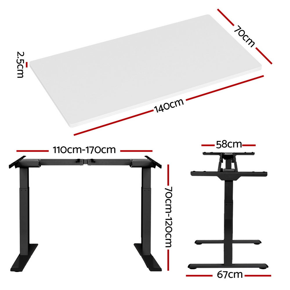 Artiss 140CM Motorised Standing Desk Dual Motor White