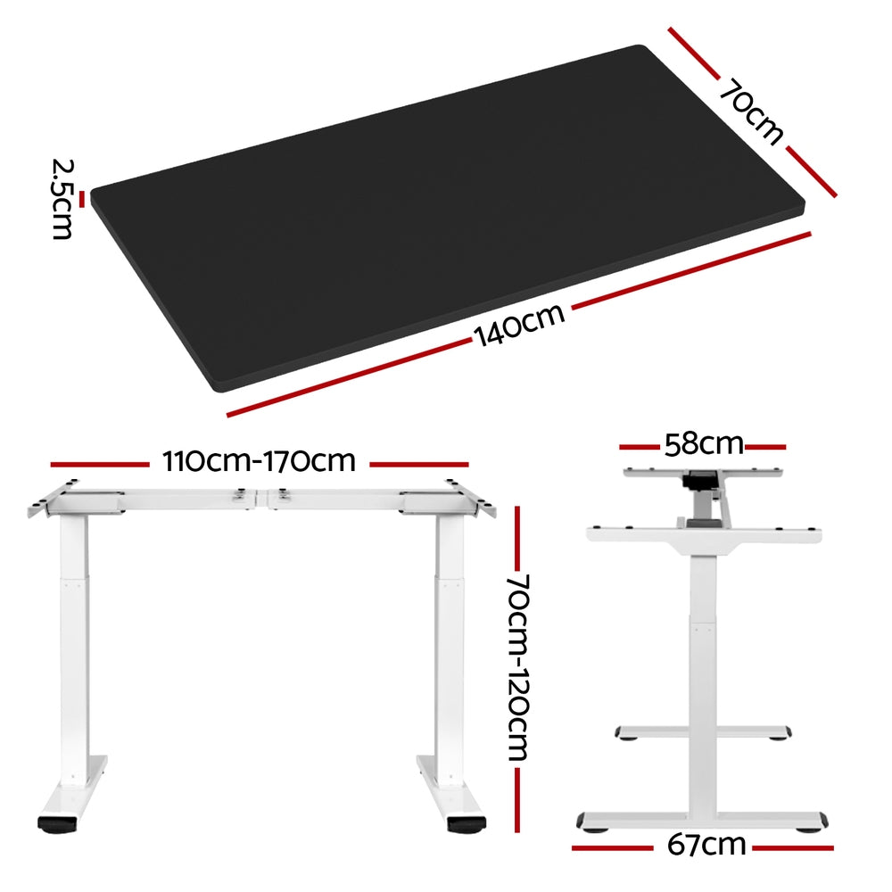 Artiss 140cm Motorised Standing Desk Dual Motor Black