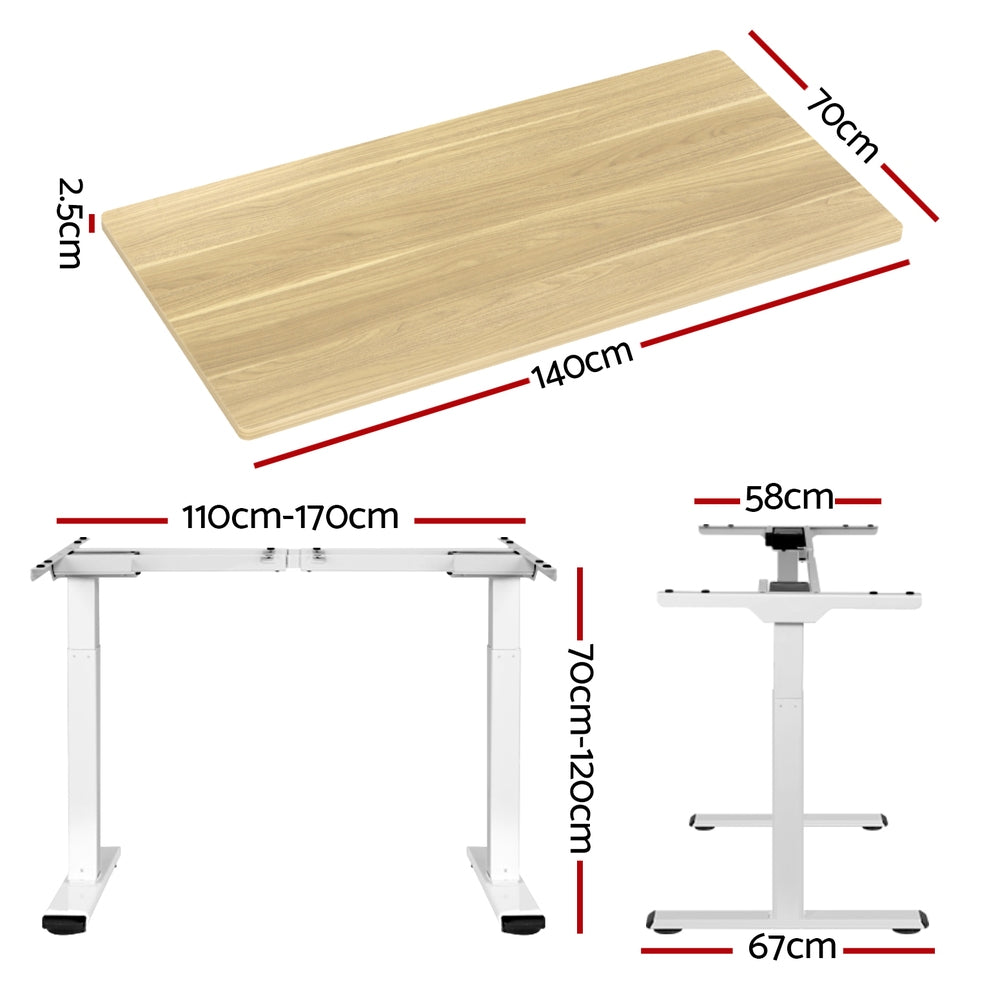 Artiss 140CM Standing Desk Motorised Dual Motor White Oak