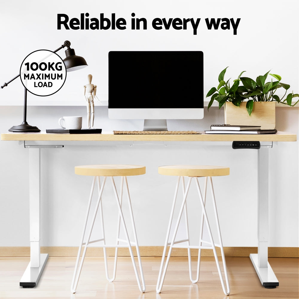 Artiss 140CM Standing Desk Motorised Dual Motor White Oak