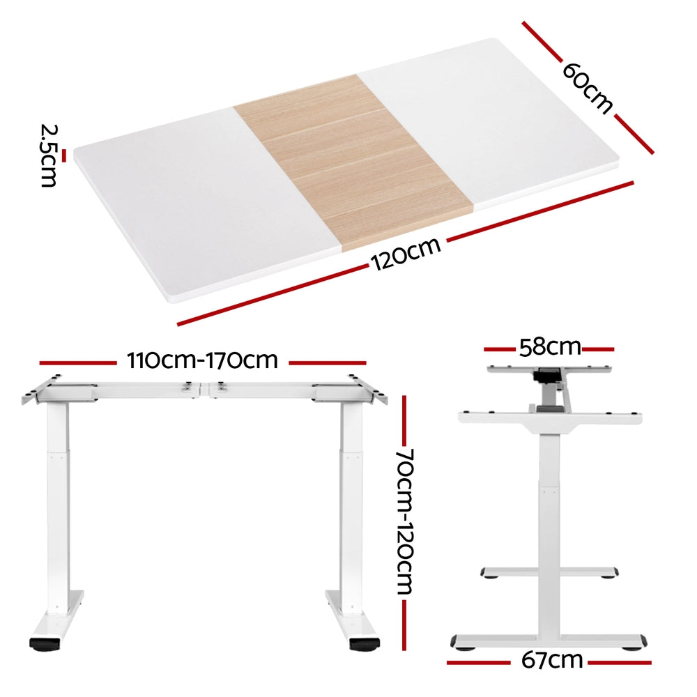 Artiss 120CM Motorised Standing Desk Dual Motor White