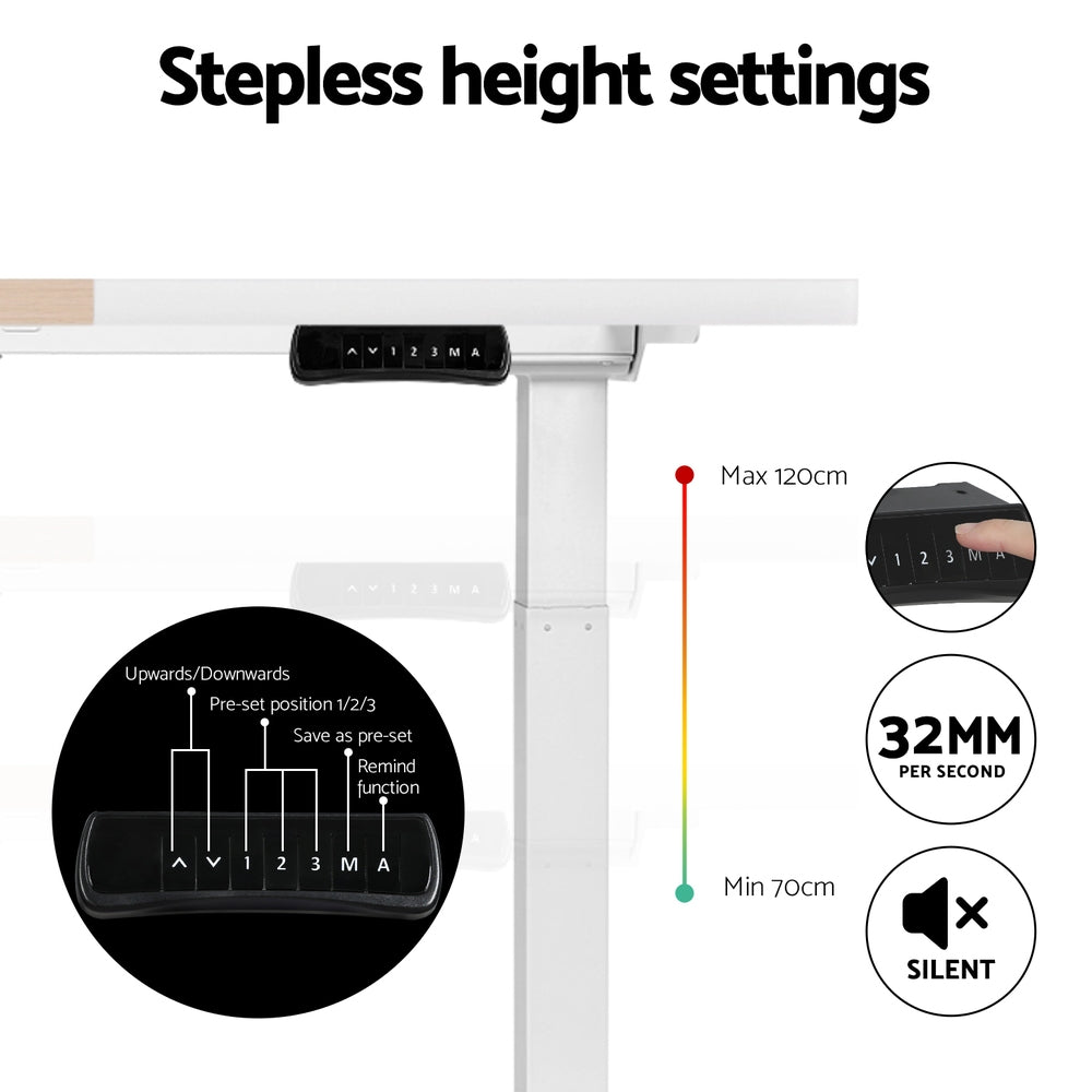 Artiss 120CM Motorised Standing Desk Dual Motor White