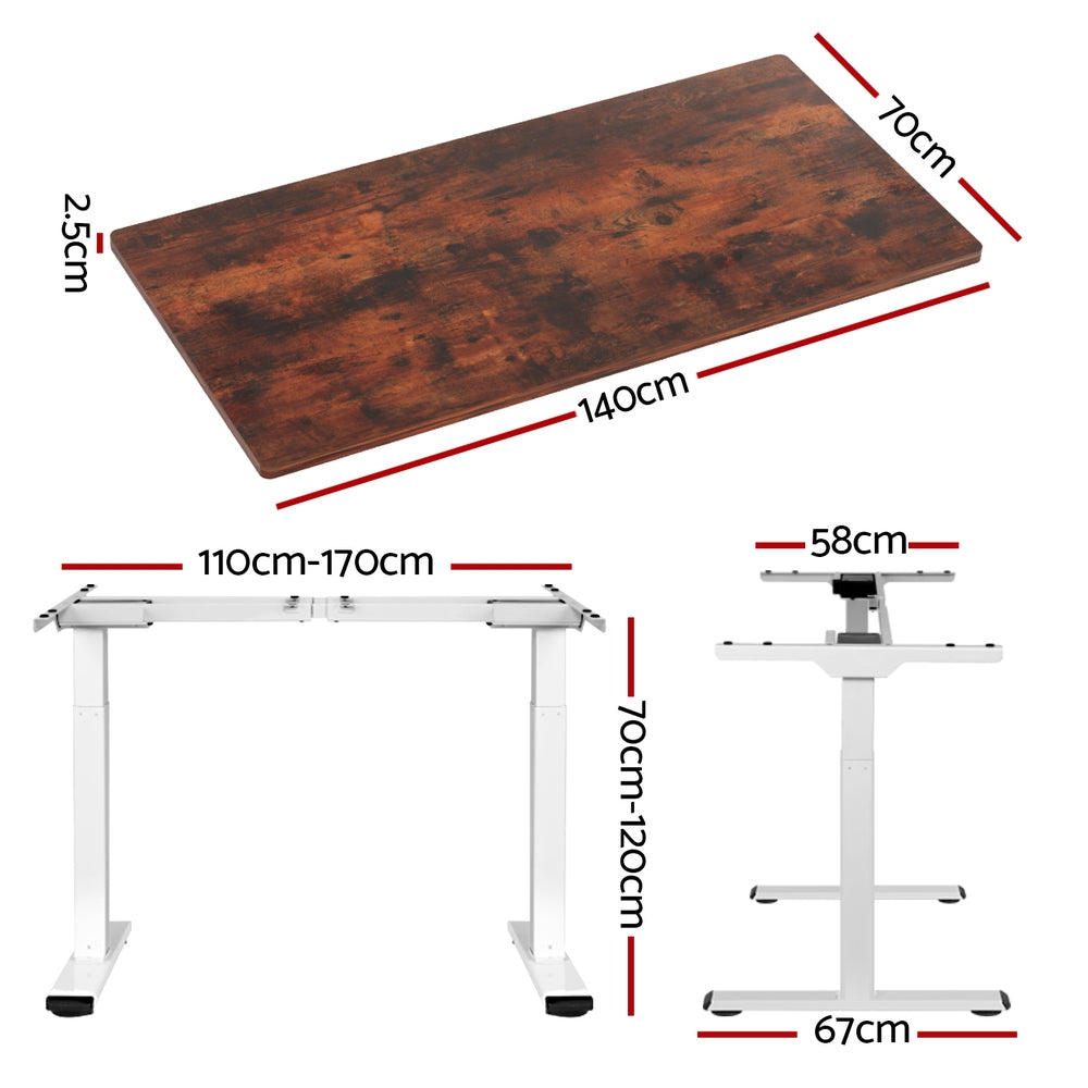 Artiss 140cm Motorised Standing Desk Dual Motor Rustic Brown