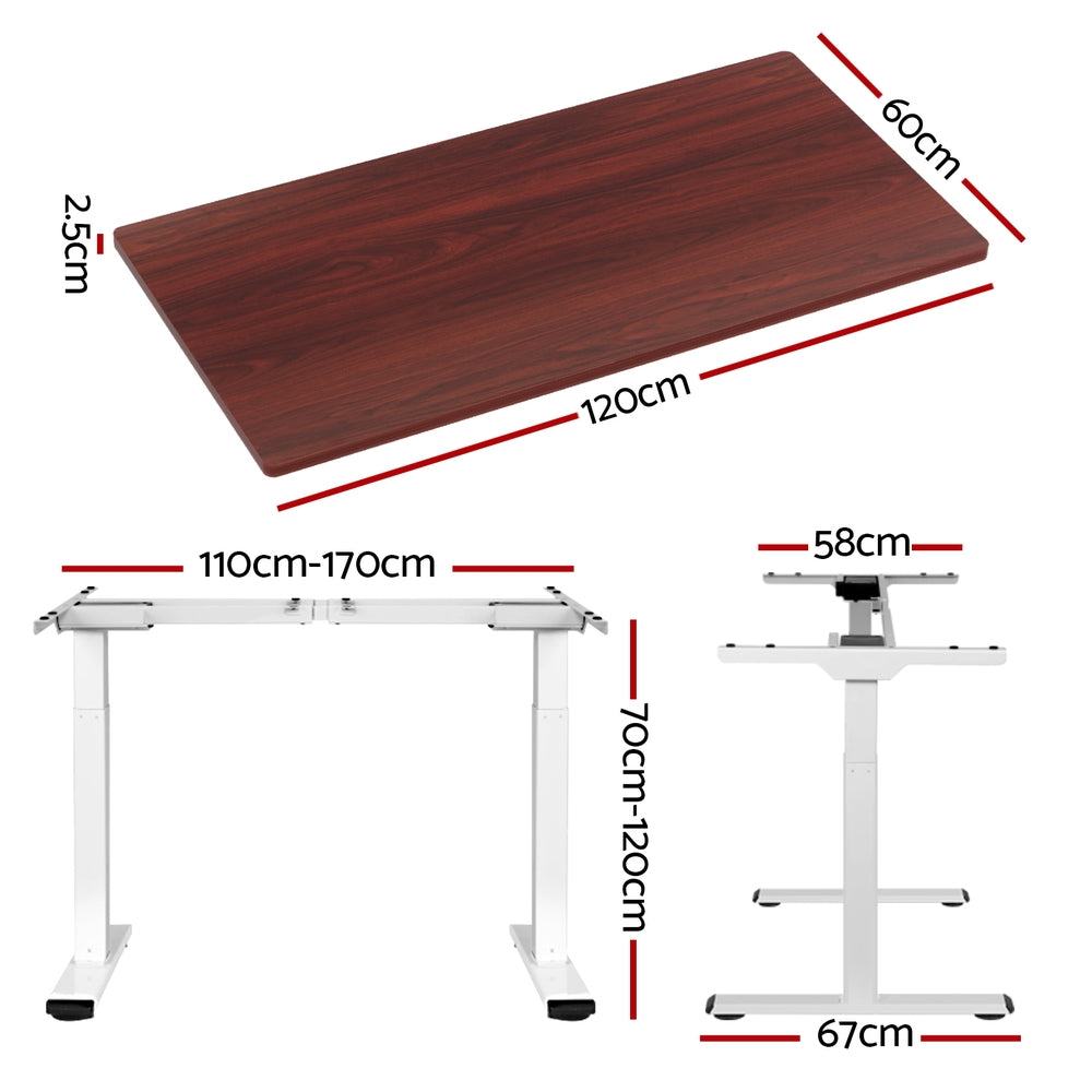 Artiss 120CM Motorised Standing Desk Dual Motor Walnut