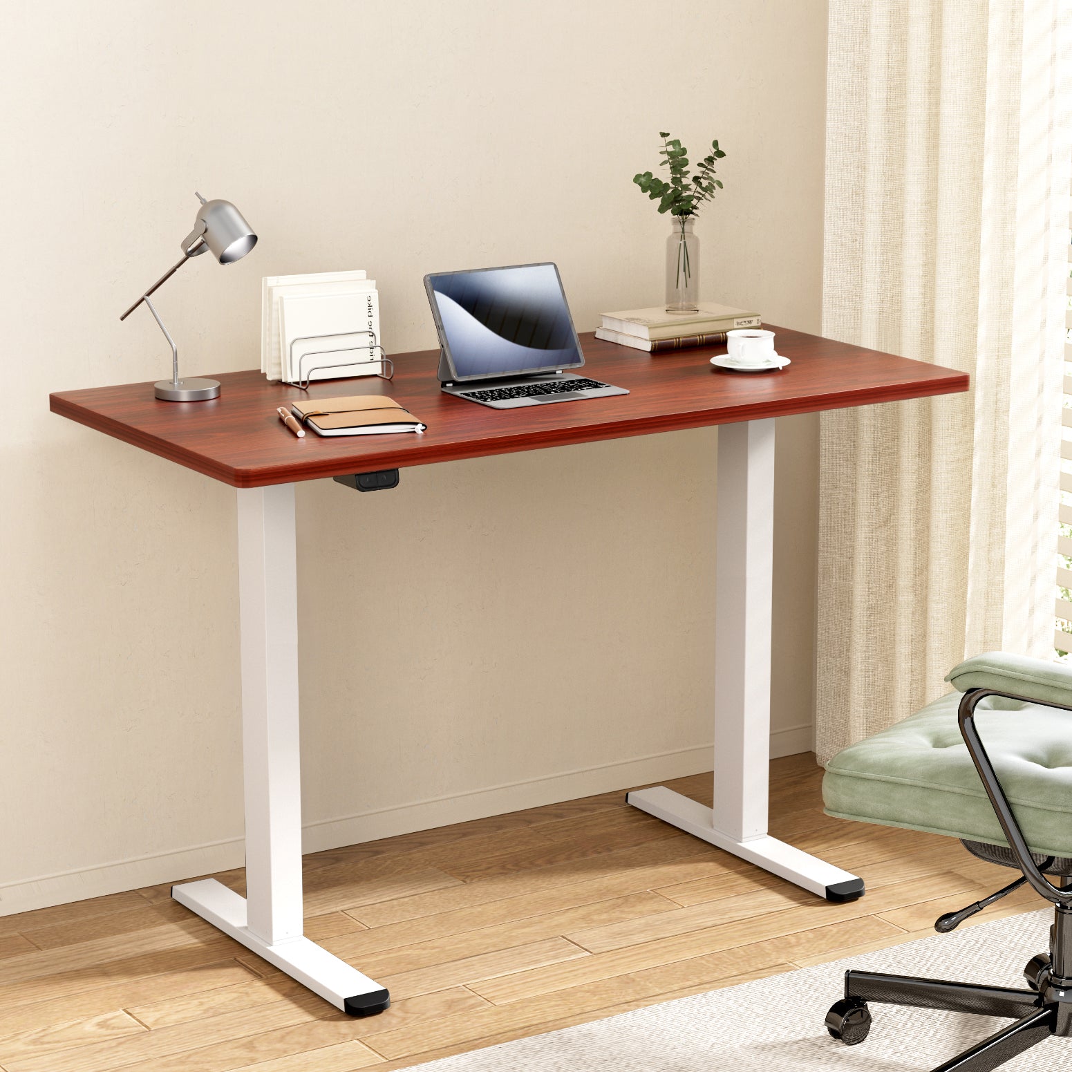 Artiss 140CM Motorised Standing Desk Dual Motor Walnut