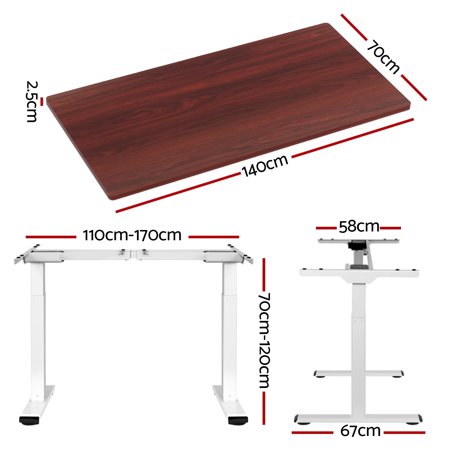 Artiss 140CM Motorised Standing Desk Dual Motor Walnut