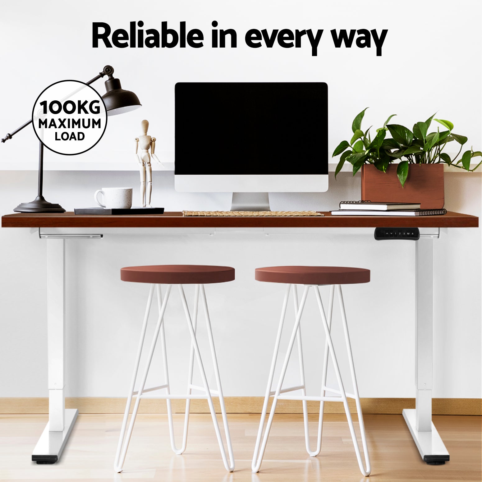 Artiss 140CM Motorised Standing Desk Dual Motor Walnut