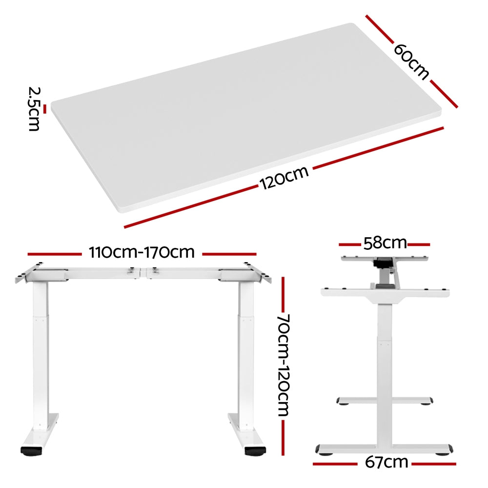 Artiss 120CM Motorised Standing Desk Dual Motor White