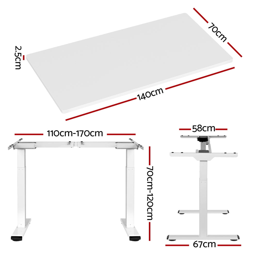 Artiss 140cm Motorised Standing Desk Dual Motor White