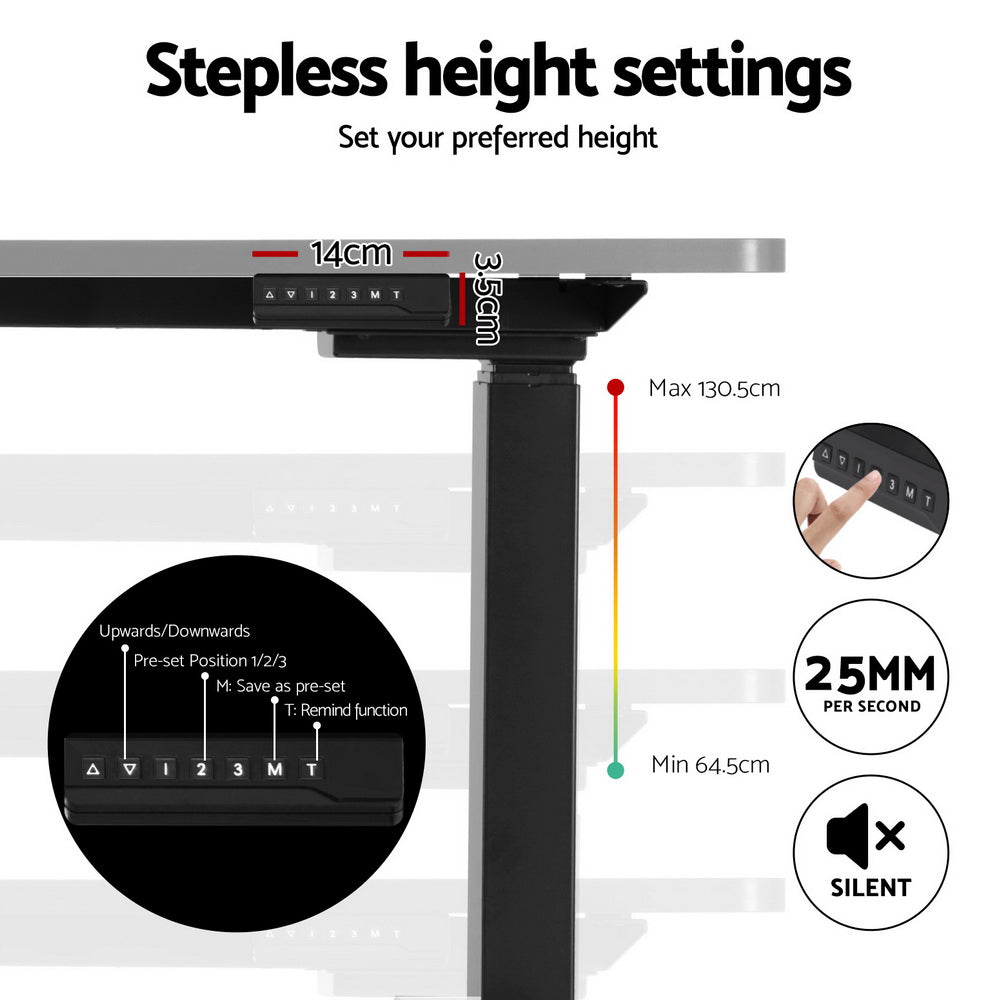 Artiss L-Shape Motorised Standing Desk Frame Black