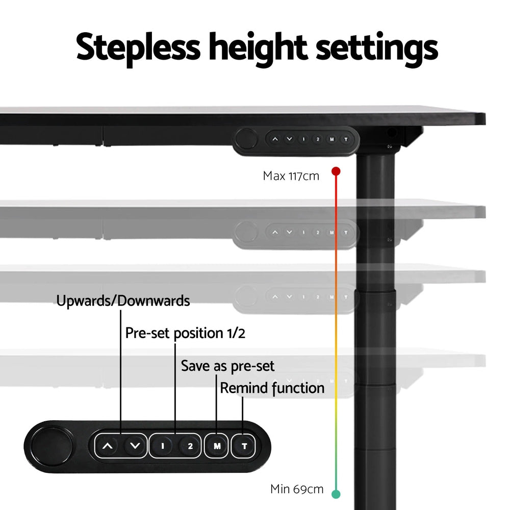 Artiss Dual Motor Standing Desk Frame Adjustable Black