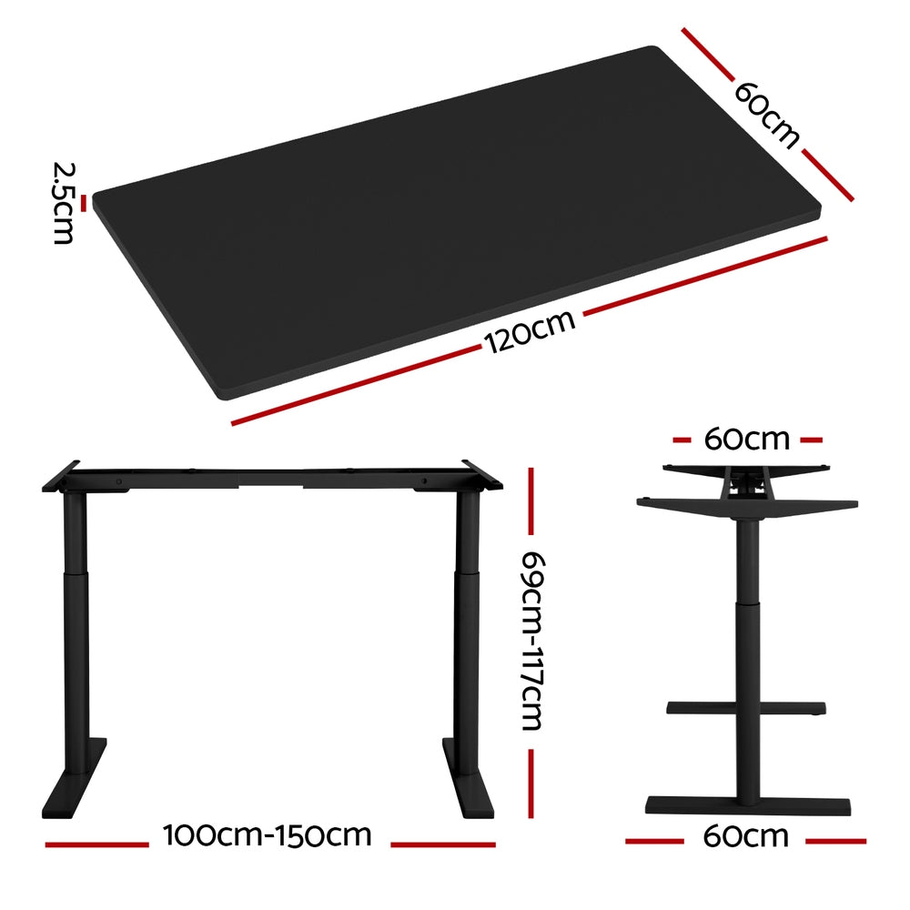 Artiss 120CM Motorised Electric Standing Desk Dual Motor Black