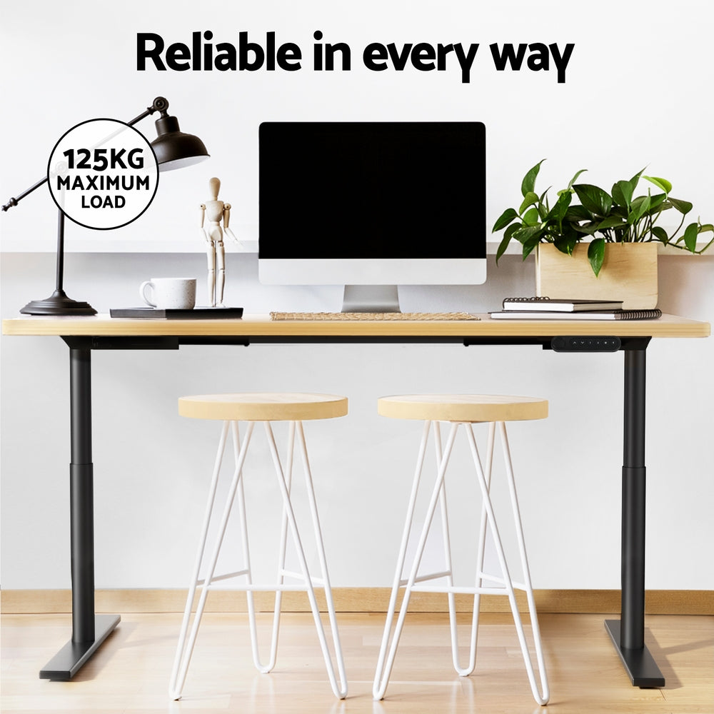 Artiss 120CM Motorised Standing Desk Dual Motor White Oak