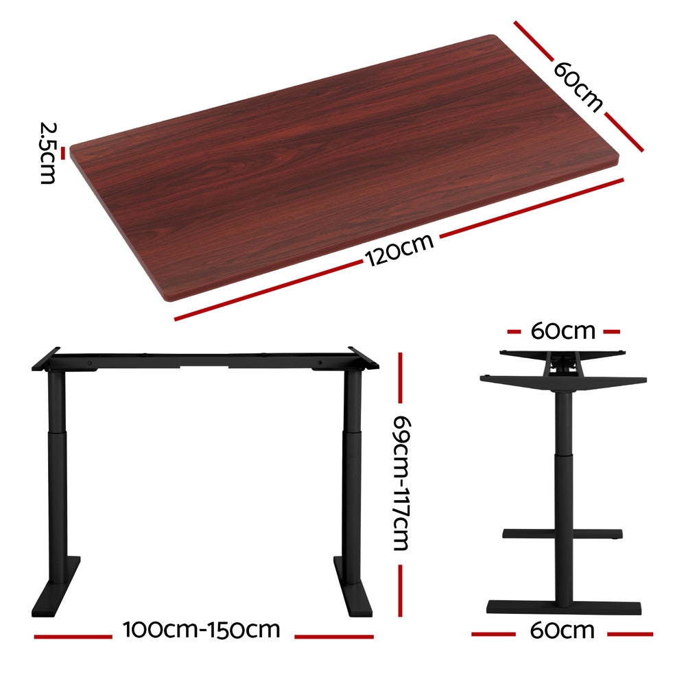 Artiss 120CM Motorised Standing Desk Dual Motor Walnut