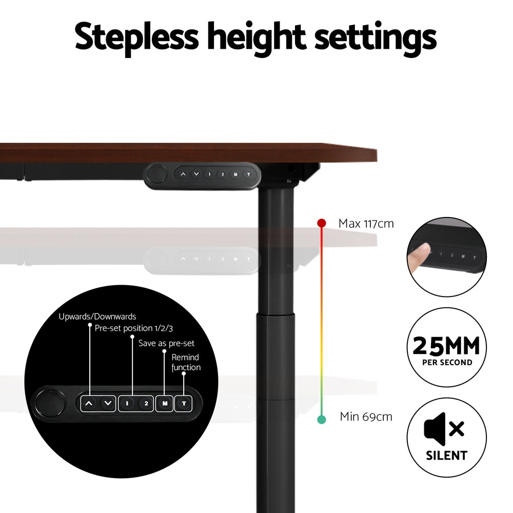 Artiss 120CM Motorised Standing Desk Dual Motor Walnut