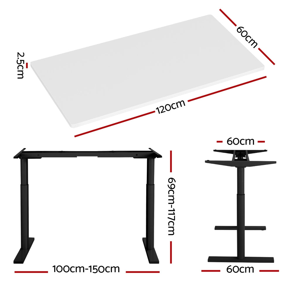 Artiss 120CM Motorised Electric Standing Desk Dual Motor White