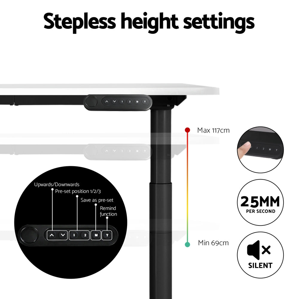 Artiss 120CM Motorised Electric Standing Desk Dual Motor White